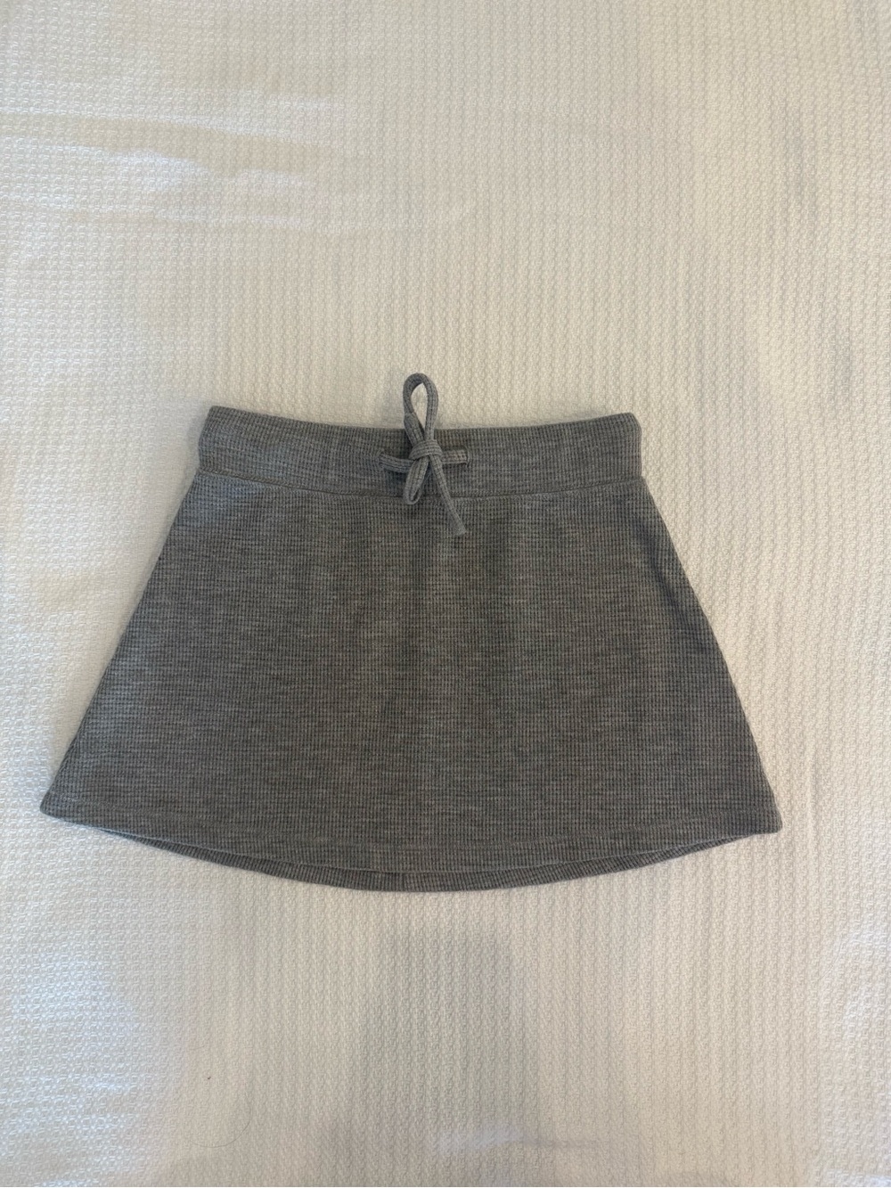 HALARA Gray Ribbed Knit Skater Skirt with Drawstring Waist